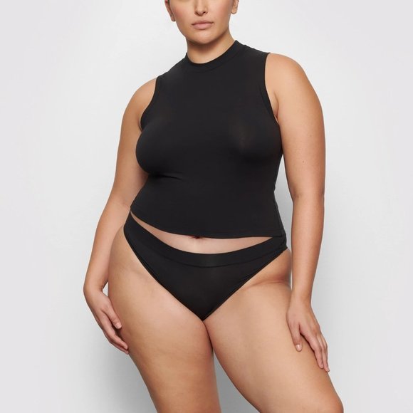 SKIMS Tops - NWT Skims Cotton Jersey Mock Neck Tank Black